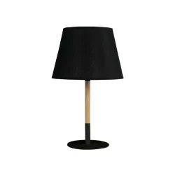 LAMPADA DA TAVOLO ABAT JOUR CON PARALUME IN TESSUTO NERO PORTALAMPADA E27 XC-7008
