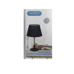 LAMPADA DA TAVOLO ABAT JOUR CON PARALUME IN TESSUTO NERO PORTALAMPADA E27 XC-7008