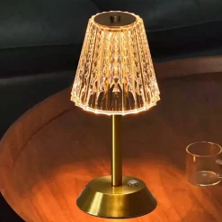 LAMPADA DA TAVOLO CRISTALLO BATTERIA PORTATILE RICARICABILE LUCI LED DIMMERABILE