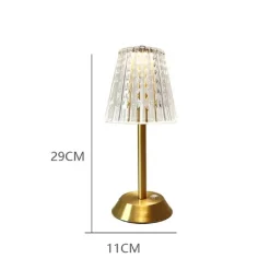 LAMPADA DA TAVOLO CRISTALLO BATTERIA PORTATILE RICARICABILE LUCI LED DIMMERABILE