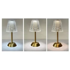 LAMPADA DA TAVOLO CRISTALLO BATTERIA PORTATILE RICARICABILE LUCI LED DIMMERABILE