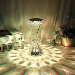 LAMPADA DA TAVOLO IN CRISTALLO A LED DIAMANTATA CON 16 COLORI RICARICABILE TOUCH