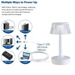 LAMPADA DA TAVOLO IN CRISTALLO DECORATIVA CON LED RGB TOUCH BIANCO 5V Q-TL153