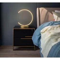 LAMPADA DA TAVOLO LED 12 W DESIGN CURVA ORO TOUCH SCRIVANIA COMODINO IP20 32729