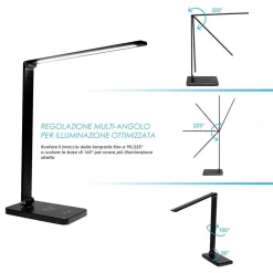 LAMPADA DA TAVOLO LED DA SCRIVANIA CON RICARICA WIRELESS PER CELLULARI XC-2681