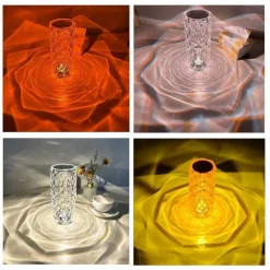LAMPADA DA TAVOLO LED RICARICABILE USB EFFETTO CRISTALLO TOUCH RGB E TELECOMANDO
