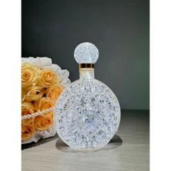 LAMPADA DA TAVOLO LUCE NOTTURNA D'ATMOSFERA CRISTALLO BOTTIGLIA VINO RICARICA TOUCH