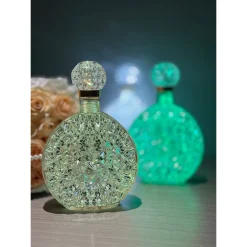 LAMPADA DA TAVOLO LUCE NOTTURNA D'ATMOSFERA CRISTALLO BOTTIGLIA VINO RICARICA TOUCH