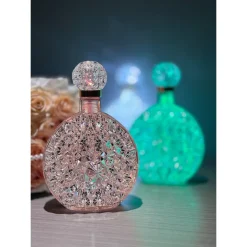 LAMPADA DA TAVOLO LUCE NOTTURNA D'ATMOSFERA CRISTALLO BOTTIGLIA VINO RICARICA TOUCH