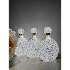 LAMPADA DA TAVOLO LUCE NOTTURNA D'ATMOSFERA CRISTALLO BOTTIGLIA VINO RICARICA TOUCH