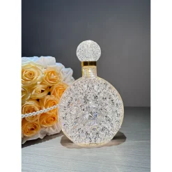 LAMPADA DA TAVOLO LUCE NOTTURNA D'ATMOSFERA CRISTALLO BOTTIGLIA VINO RICARICA TOUCH