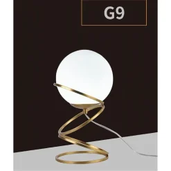 LAMPADA DA TAVOLO MINIMALISTA LUME IN METALLO BRONZO CON SFERA IN VETRO G9 D31