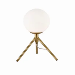 LAMPADA DA TAVOLO MINIMALISTA BRONZO TREPPIEDI CON SFERA LUME ABAT JOUR G9 D35
