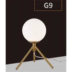 LAMPADA DA TAVOLO MINIMALISTA BRONZO TREPPIEDI CON SFERA LUME ABAT JOUR G9 D35