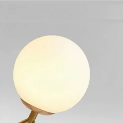 LAMPADA DA TAVOLO MINIMALISTA BRONZO TREPPIEDI CON SFERA LUME ABAT JOUR G9 D35