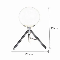 LAMPADA DA TAVOLO MINIMALISTA BRONZO TREPPIEDI CON SFERA LUME ABAT JOUR G9 D35