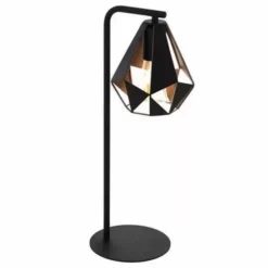 LAMPADA DA TAVOLO NERO CON INTERNO IN RAME ANTICATO SCRIVANIA COMODINO 220X170X505MM