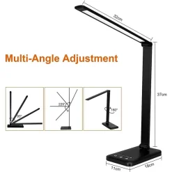 LAMPADA DA TAVOLO SCRIVANIA TOUCH PIEGHEVOLE 180° LUCE 52 LED 5 COLORI EK009A