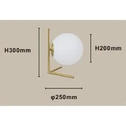 LAMPADA DA TAVOLO SCRIVANIA RAMO CON SFERA IN VETRO LUCE ATTACCO E27 ORO 33870