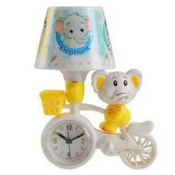 LAMPADA DA TAVOLO SCRIVANIA A LED CON OROLOGIO PER CAMERETTA ELEFANTE SU BICI