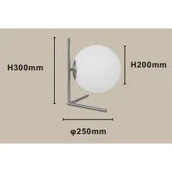 LAMPADA DA TAVOLO SCRIVANIA RAMO CON SFERA IN VETRO LUCE ATTACCO E27 ARGENTO 33887