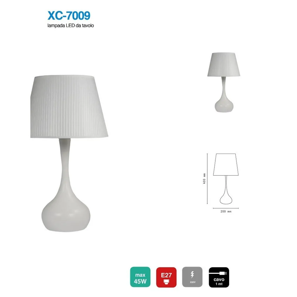 LAMPADA DA TAVOLO SCRIVANIA CON BASE SFERICA BIANCA E27 DESIGN MODERNO XC-7009