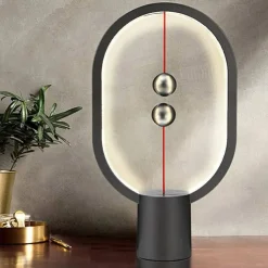 LAMPADA DA TAVOLO SCRIVANIA BALANCE ELLISSE MAGNETICO USB A LED DESIGN MODERNA