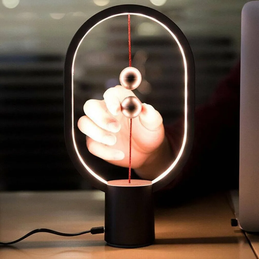 LAMPADA DA TAVOLO SCRIVANIA BALANCE ELLISSE MAGNETICO USB A LED DESIGN MODERNA