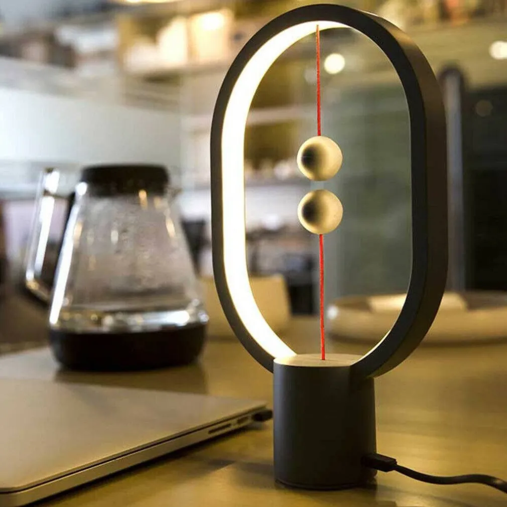 LAMPADA DA TAVOLO SCRIVANIA BALANCE ELLISSE MAGNETICO USB A LED DESIGN MODERNA