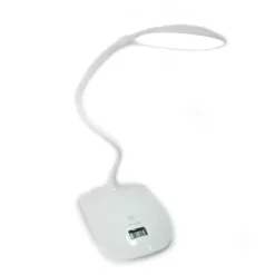 LAMPADA DA TAVOLO SCRIVANIA 8 LED LUCE RICARICABILE TOUCH CON OROLOGIO SNODABILE