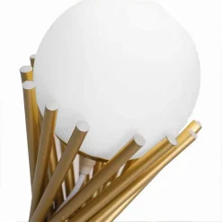 LAMPADA DA TAVOLO TUBOLARE MINIMALISTA IN METALLO BRONZO CON SFERA VETRO G9 D32