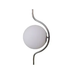 LAMPADA DA TERRA ARGENTO CON SFERA VETRO BIANCO PIANTANA E27 DESIGN MODERNO 33900