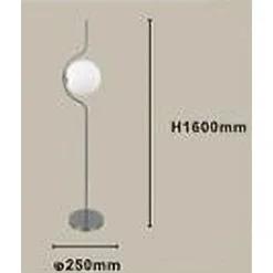 LAMPADA DA TERRA ARGENTO CON SFERA VETRO BIANCO PIANTANA E27 DESIGN MODERNO 33900
