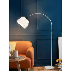 LAMPADA DA TERRA IN METALLO PIUMA ATTACCO E27 MAX.60W 185X110 CM BIANCO ROSA D26