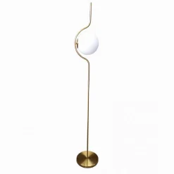 LAMPADA DA TERRA ORO CON SFERA IN VETRO BIANCO PIANTANA E27 DESIGN MODERNO 33894
