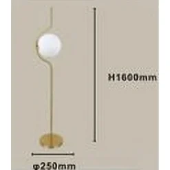 LAMPADA DA TERRA ORO CON SFERA IN VETRO BIANCO PIANTANA E27 DESIGN MODERNO 33894