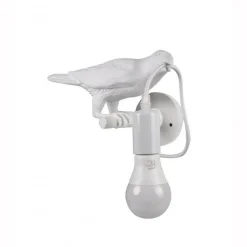 LAMPADA DECORATIVA MURO A FORMA DI CORVO UCCELLO APPLIQUE PARETE IN RESINA E66