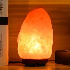 LAMPADA DI SALE HIMALAYA SALGEMMA GREZZA 700GR LUCE LED DA TAVOLO A BATTERIA