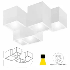 LAMPADA IN GESSO A 5 CUBI DA SOFFITTO LAMPADARIO SUPPORTO FARETTI GU10 GS-C06-5