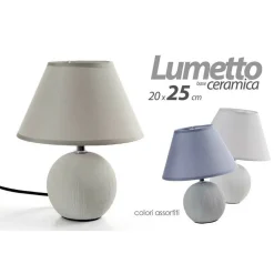 LAMPADA INTERNO LUMETTO ABAT-JOUR 20X25CM BASE CERAMICA COLORI ASSORTITI 752681