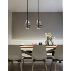 LAMPADA LAMPADARIO SOSPENSIONE E27 DROP IN VETRO ARGENTO GRIGIO SCURO IP20 LP