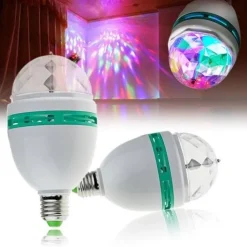 LAMPADA LAMPADINA ROTANTE RGB E27 EFFETTI LUCE LED LUCI DISCOTECA NATALE FESTE