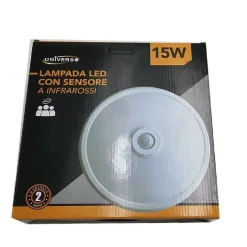 LAMPADA LED CON SENSORE MOVIMENTO INFRAROSSI PLAFONIERA ROTONDA 15 WATT YCB1073B