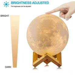 LAMPADA LED 3D A FORMA DI LUNA USB LUNA LUCE REGOLABILE NOTTURNA RICARICABILE