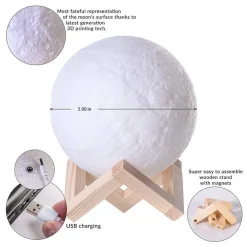 LAMPADA LED 3D A FORMA DI LUNA USB LUNA LUCE REGOLABILE NOTTURNA RICARICABILE