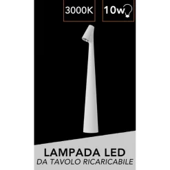 LAMPADA LED DA TAVOLO 10W DA BISTROT TUOCH DIMMERABILE RICARICABILE LUCE CALDA 3000K D36