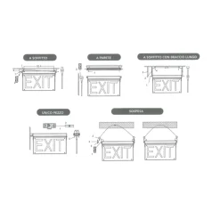 LAMPADA LED D'EMERGENZA ANTI BLACKOUT SEGNALE USCITA SCRITTA EXIT IP23 LUCE 6500K LT-45338