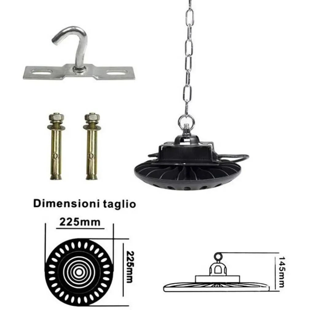 LAMPADA LED INDUSTRIALE FORMA UFO CATENA 50 WATT CAPANNONE LUCE 6500K F50W-NF9