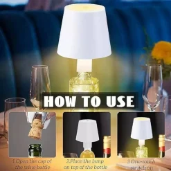 LAMPADA LED PER BOTTIGLIA TAPPO TAVOLO TOUCH DIMMERABILE 3 TONALITÀ RICARICABILE