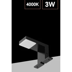 LAMPADA LED PER SPECCHIO DA BAGNO 3 WATT MODERNO LUCE NATURALE 4000K NERO ARGENTO IP44 90P